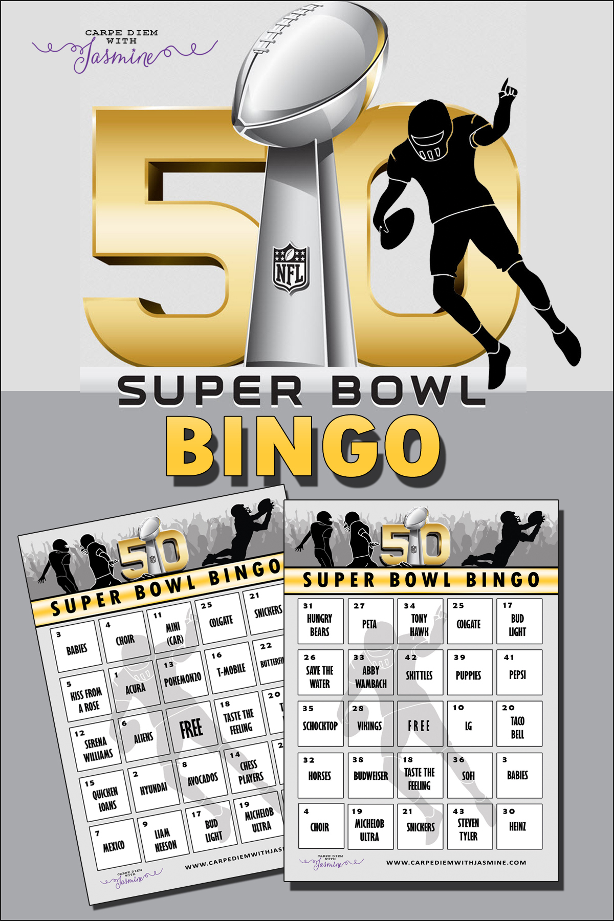 Super Bowl 2016 Commercial Bingo